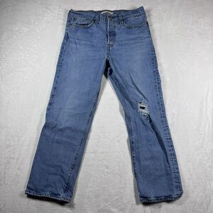 Levis Premium WEDGIE Jeans Womens 29x24 Blue Distressed‎ High Rise Straight Leg